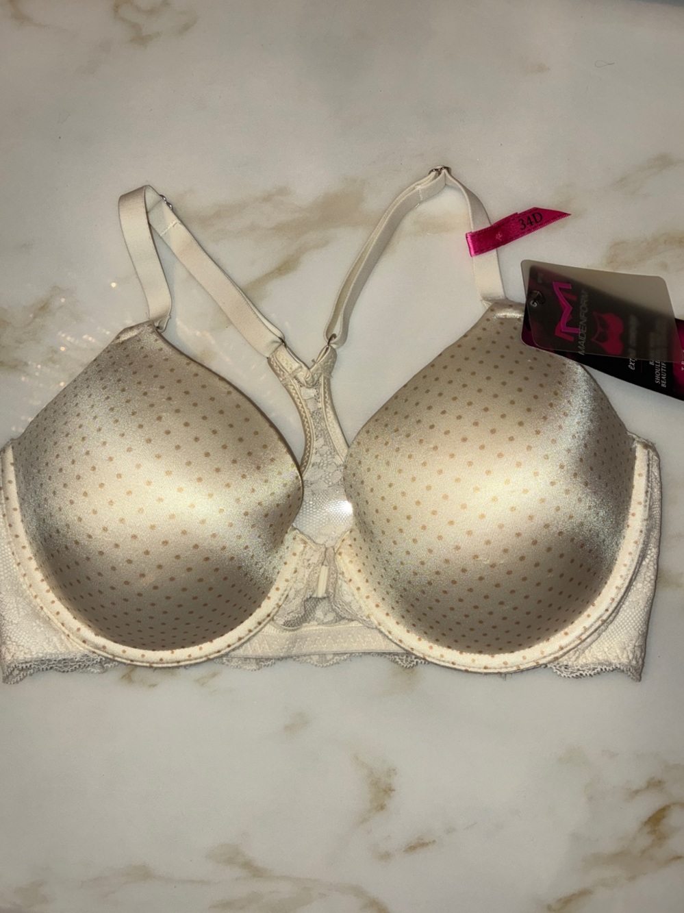 Maidenform Cream Polka Dot T-Shirt Bra - Light Gold Dot